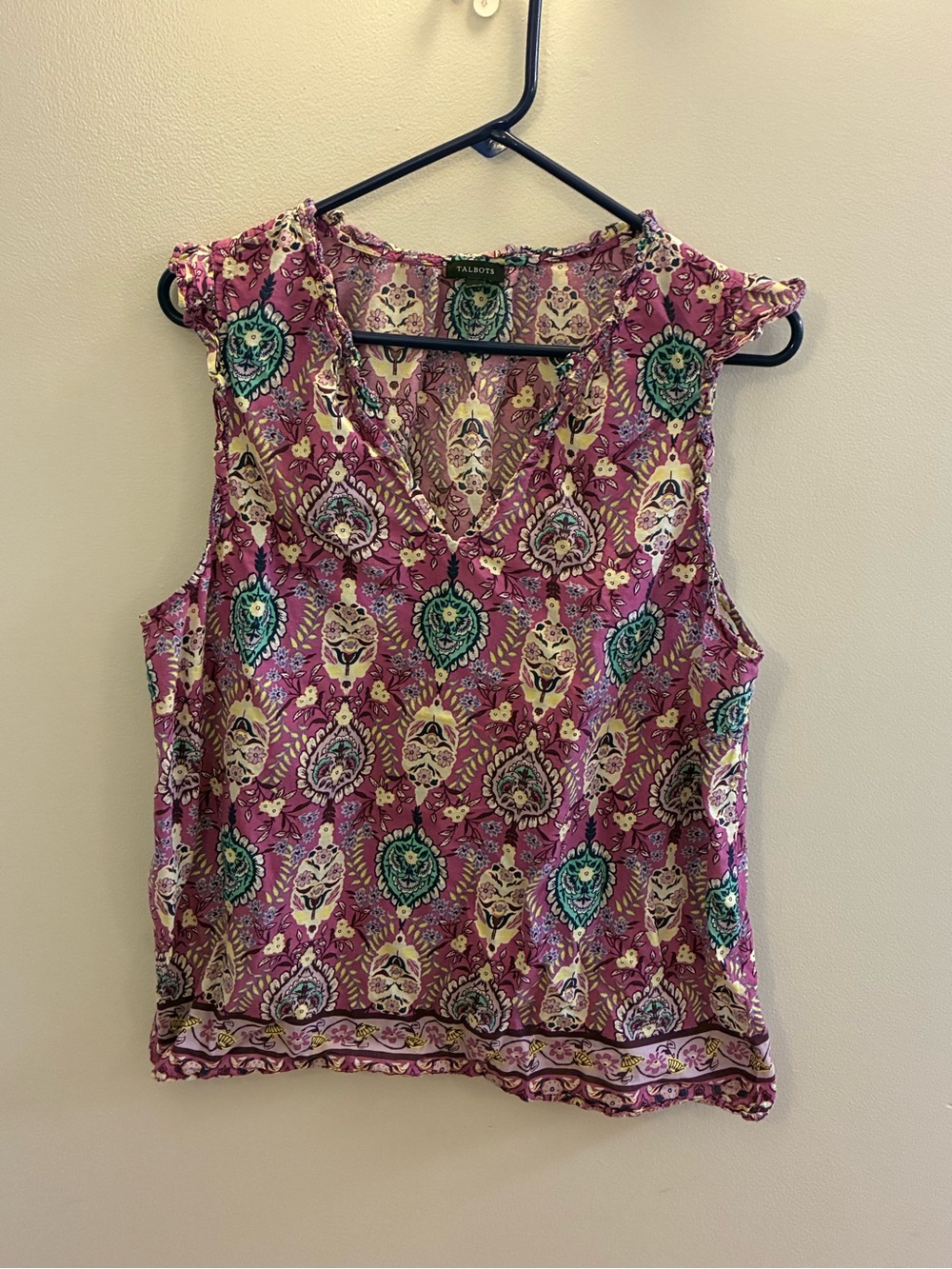 Talbots RUFFLE TRIM SHELL - FLORET MEDALLION XL - Picture 2 of 6
